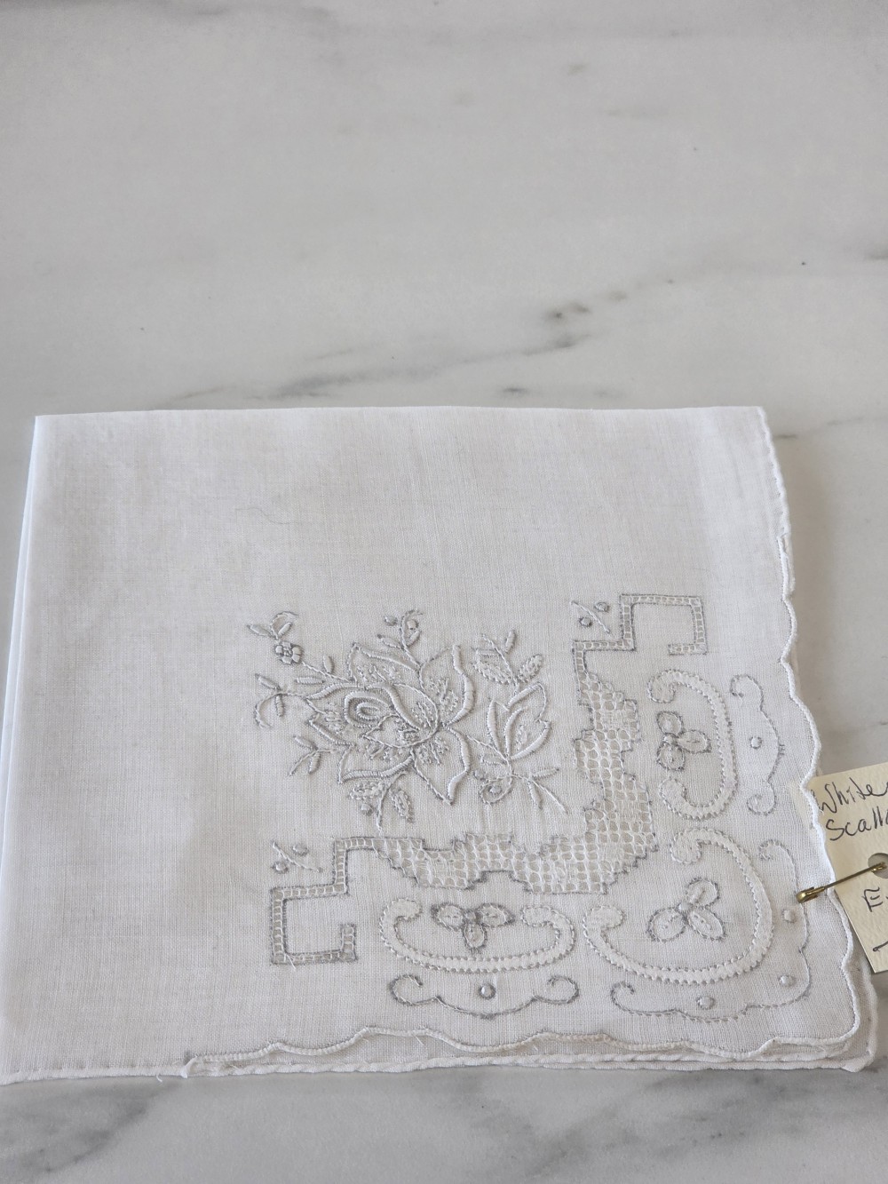 HK-766 white wedding hankie