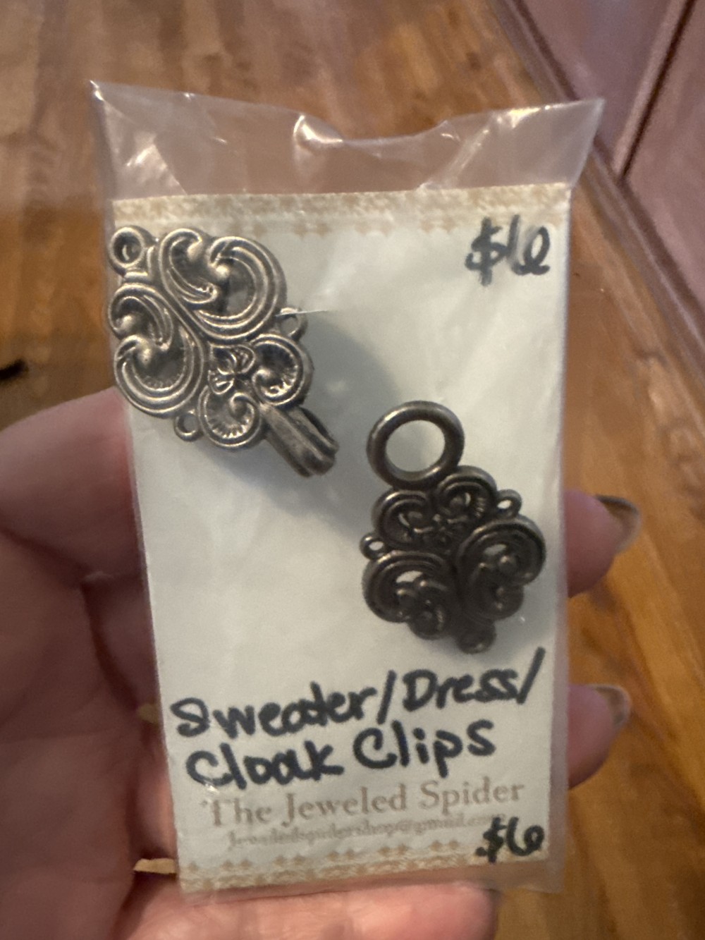 Sweater Clips - Pewter Swirled Medallions