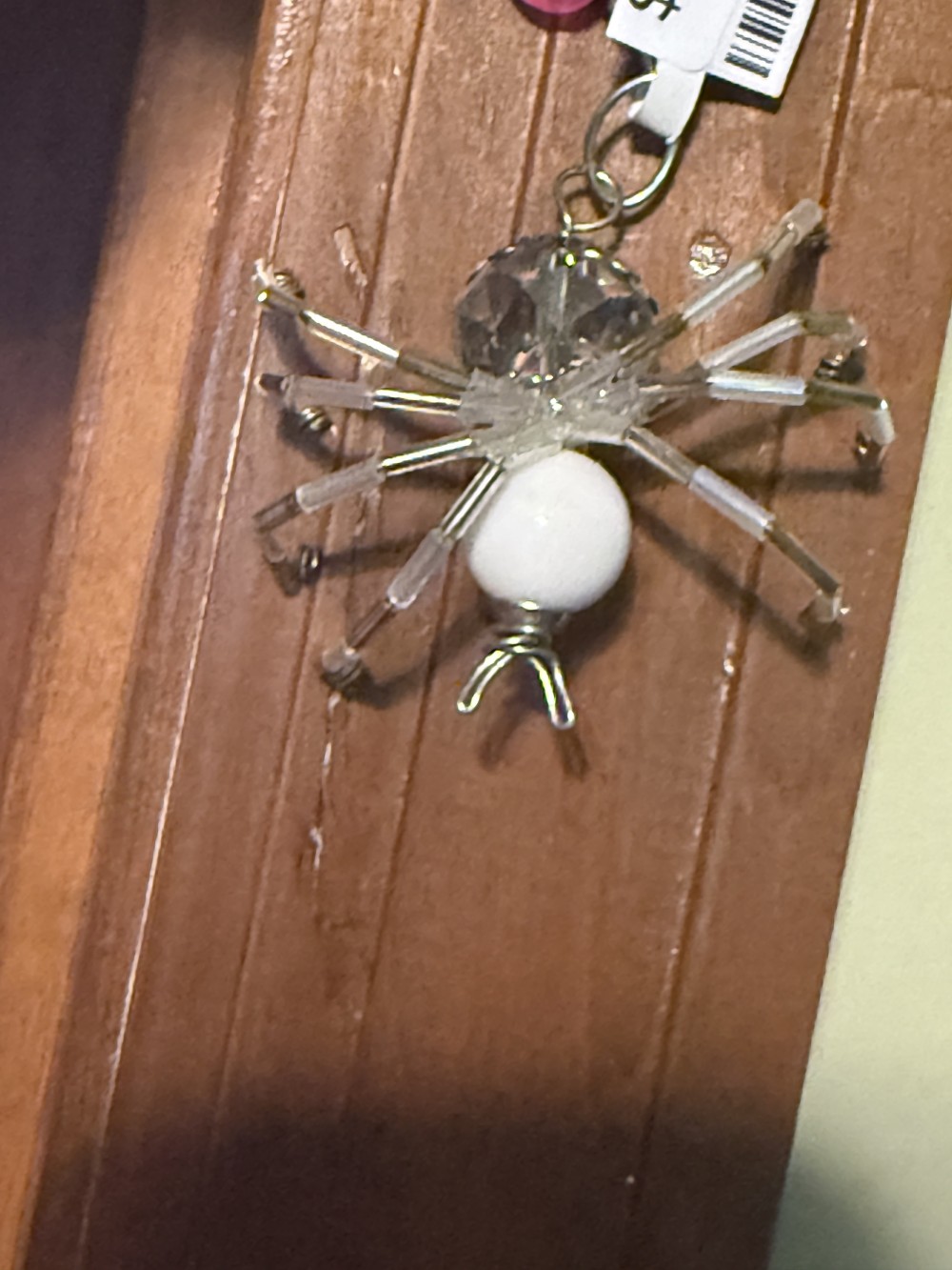 Ornament - M Spider White Clear Silver Glass