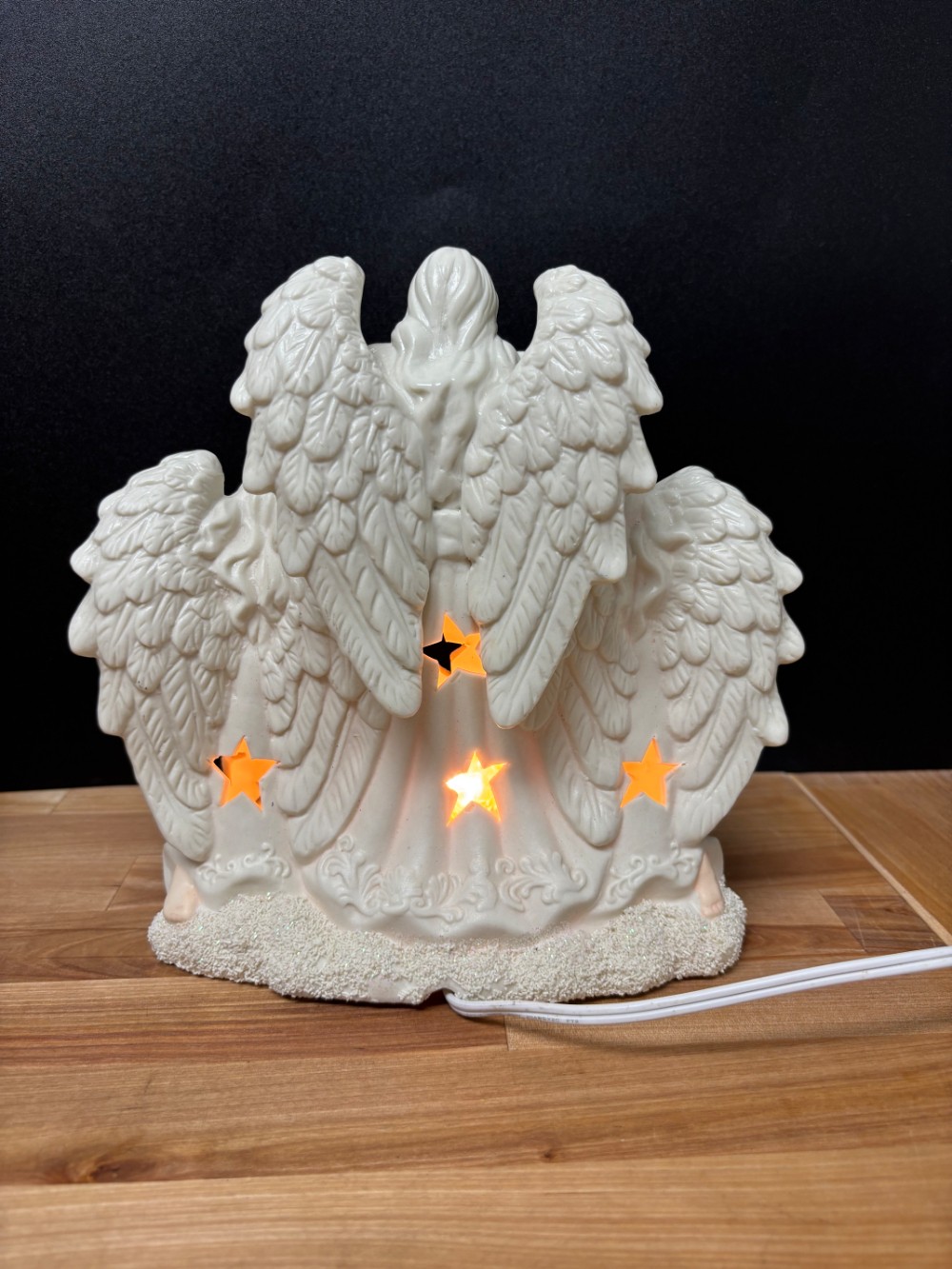 Vintage 3 Angel Christmas Light JCPenney Home Collection Bisque Ceramic