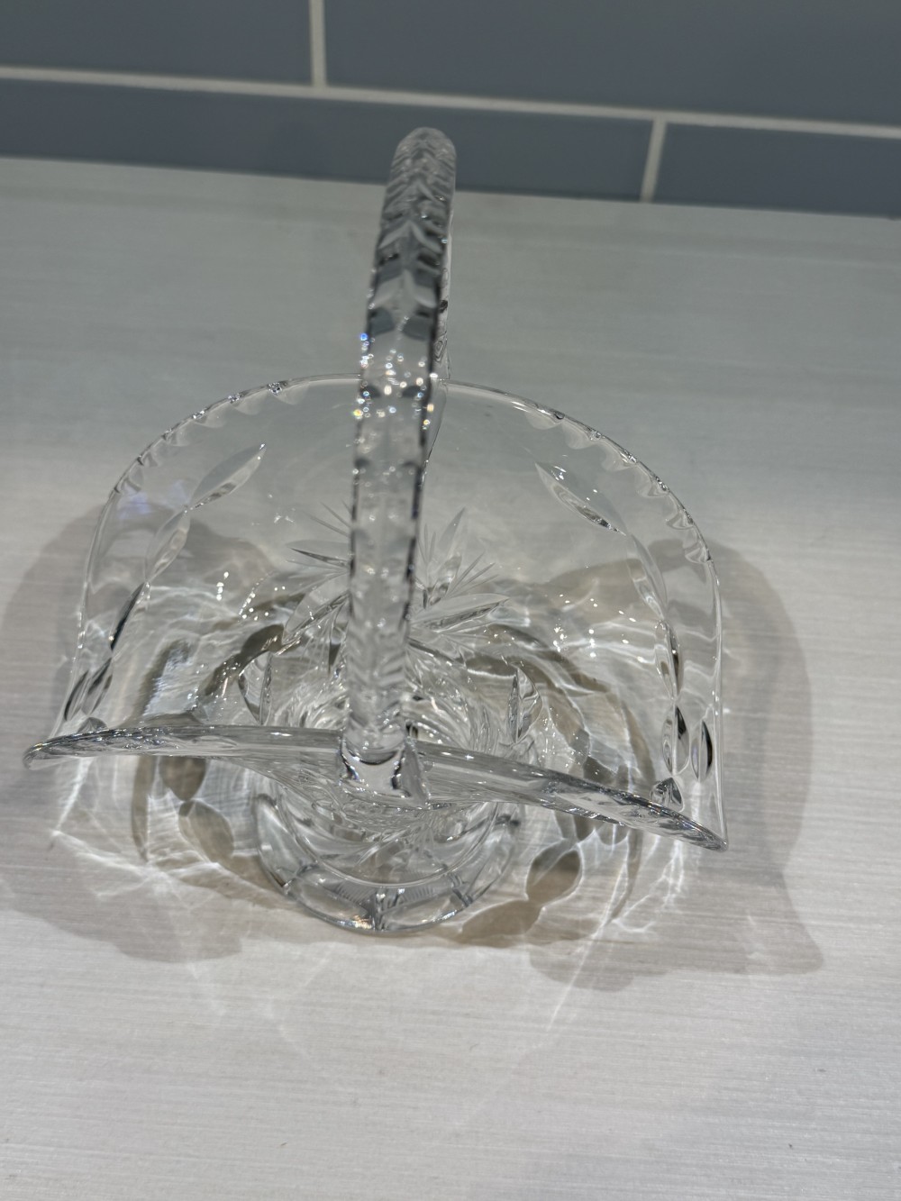 Vintage Heavy Cut-Crystal Basket