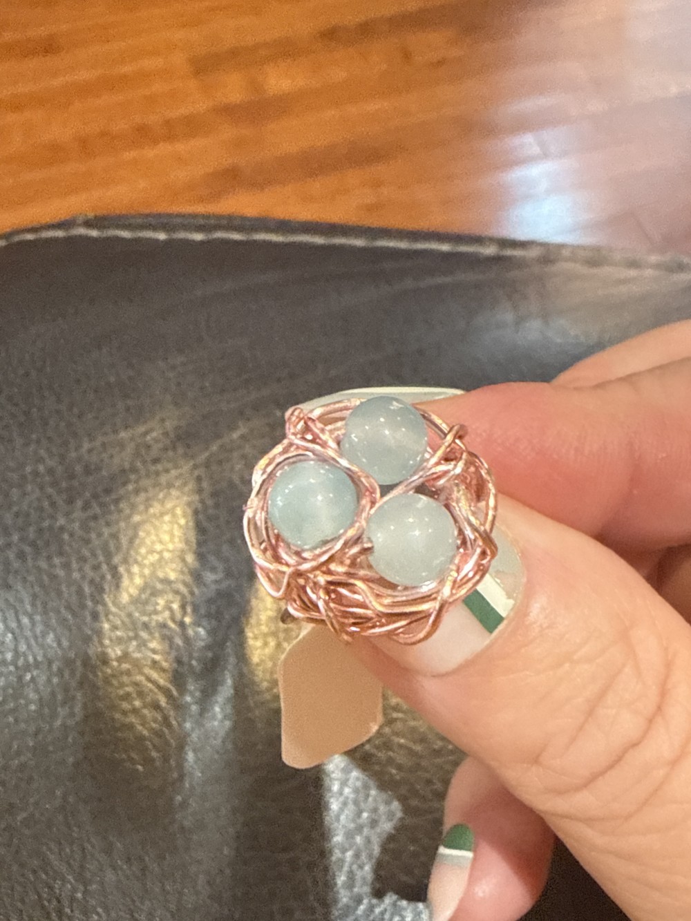 Ring - Bird Nest Pink Wire Wrapped