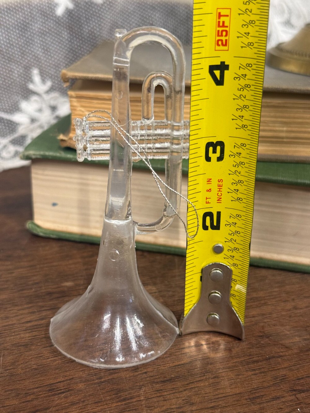 Clear plastic Trumpet Ornament