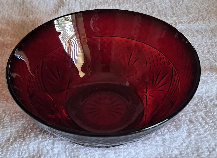 Antique Ruby Luminarc Glass Salad Bowl (1990's)