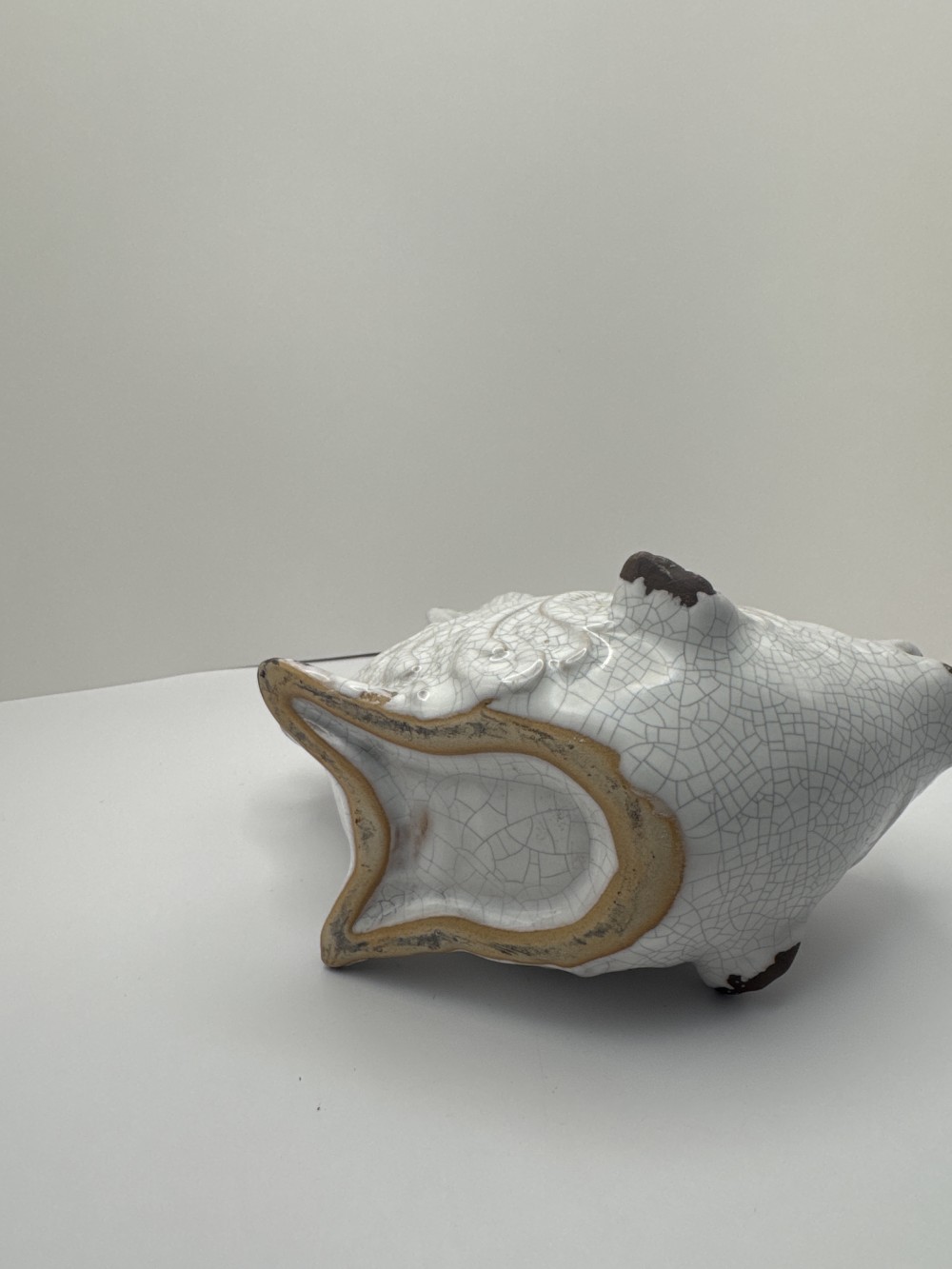 VINTAGE CERAMIC FISH ,WHITE CRACKLE GLAZE