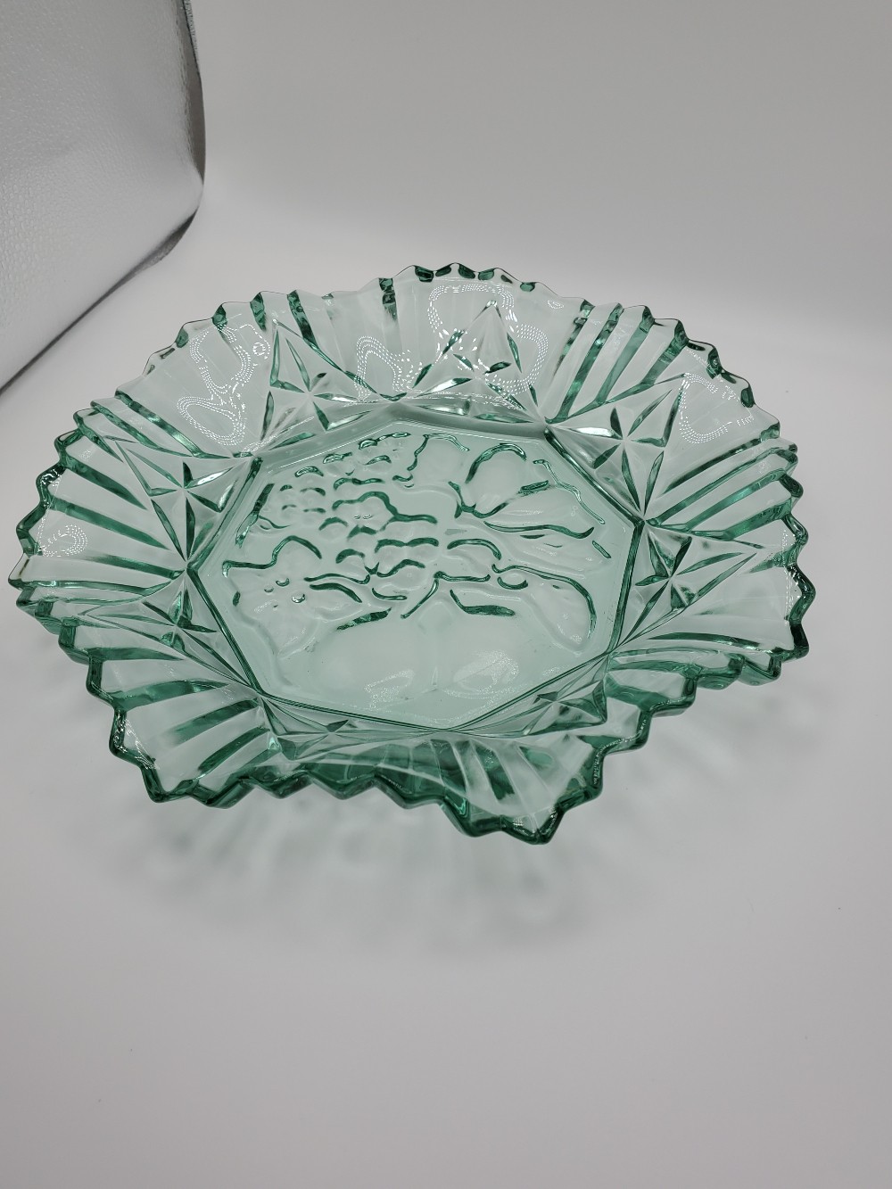 Vintage Green Glass Fruit Bowl