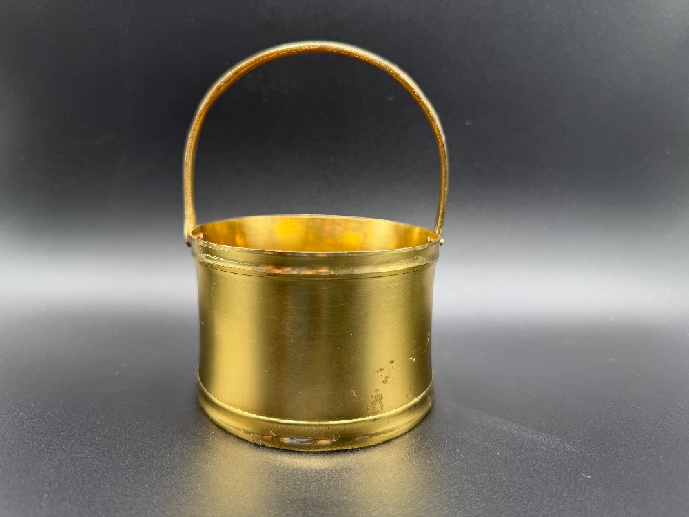 Vintage Mid-Century Oval Brass Bucket with Bail Handle