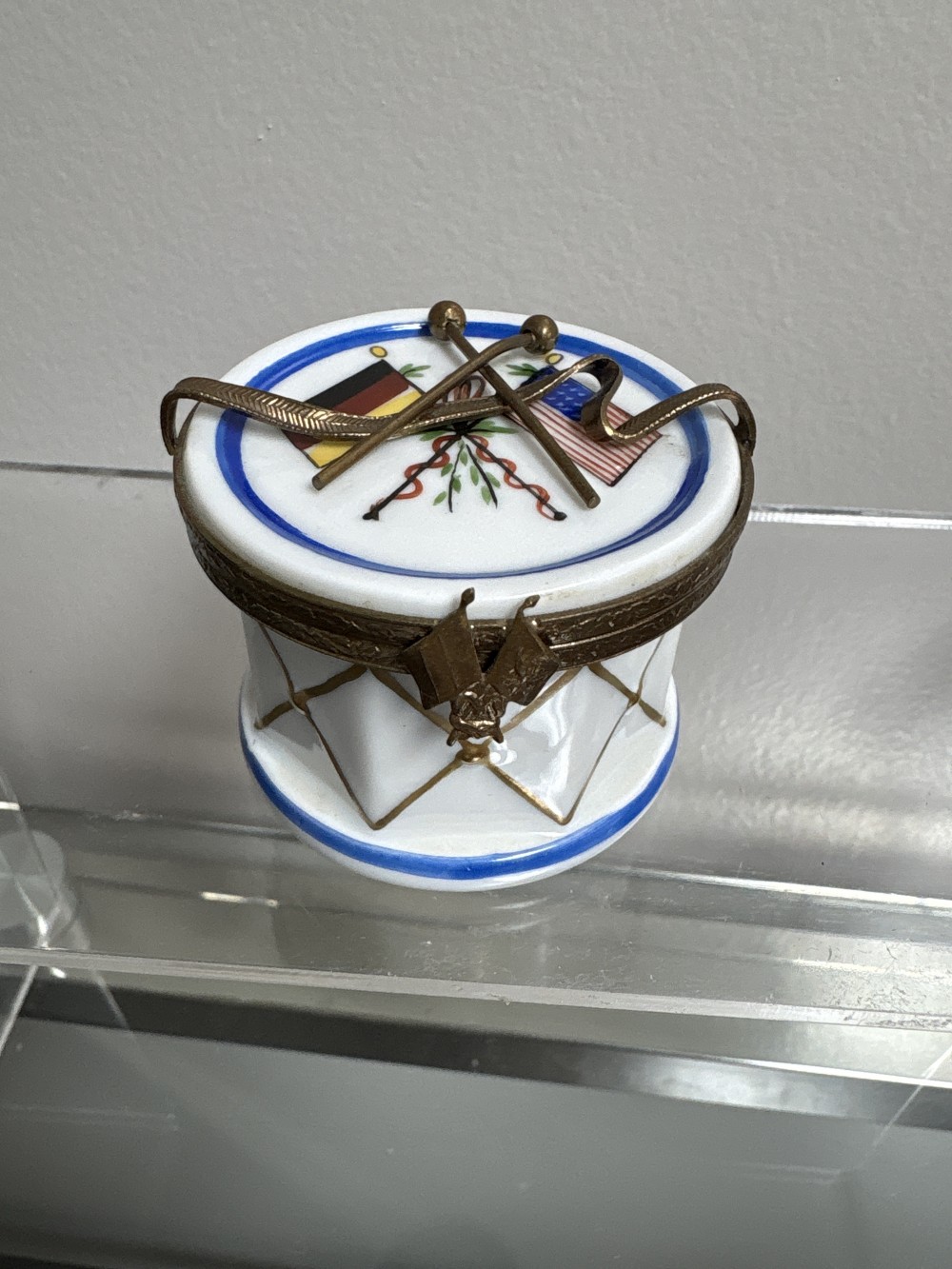 Limoges Porcelain Drum Trinket Box