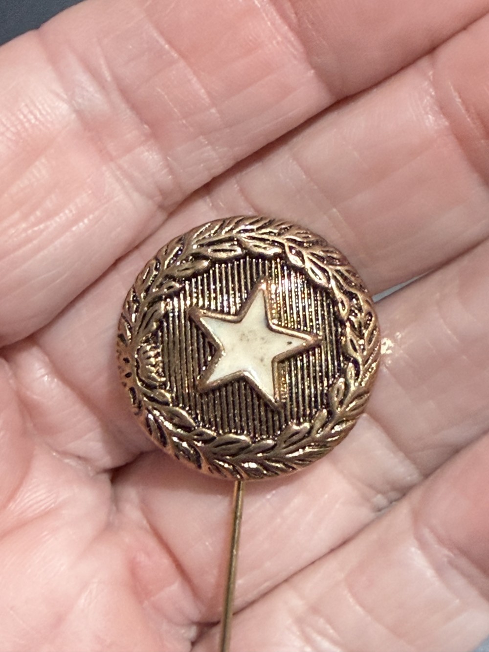 Hat Pin / Scarf Pin - Vintage Star and Bronze Button, Lapel Pin, Hat Pins,