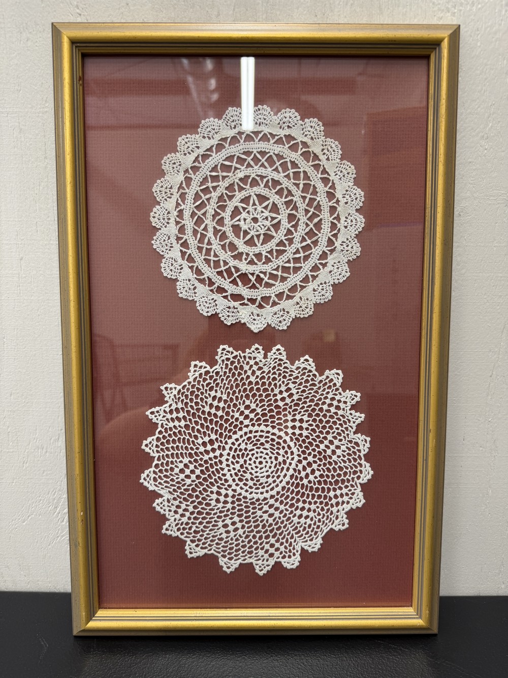 Crocheted Doiley Framed Art