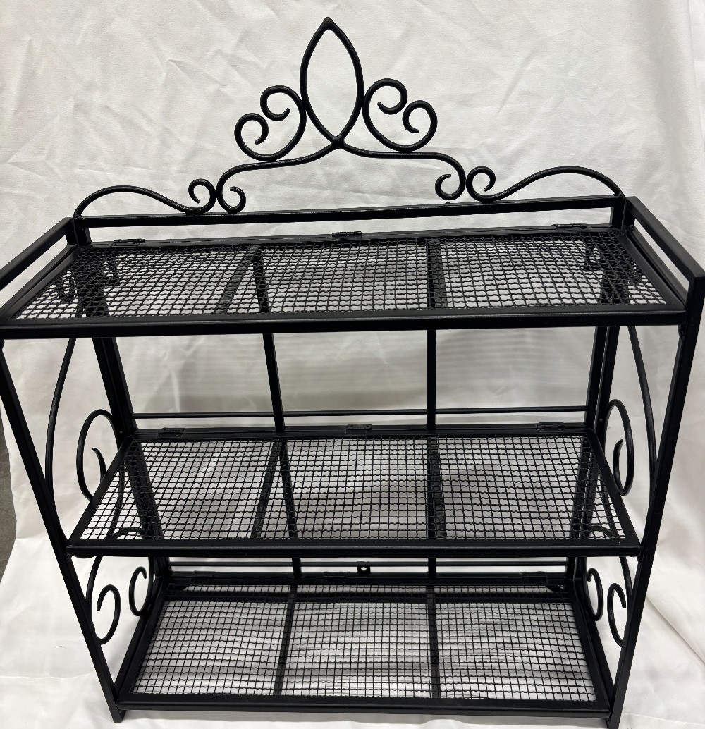 Storage Southern Livng black metal wall shelf folds flat
