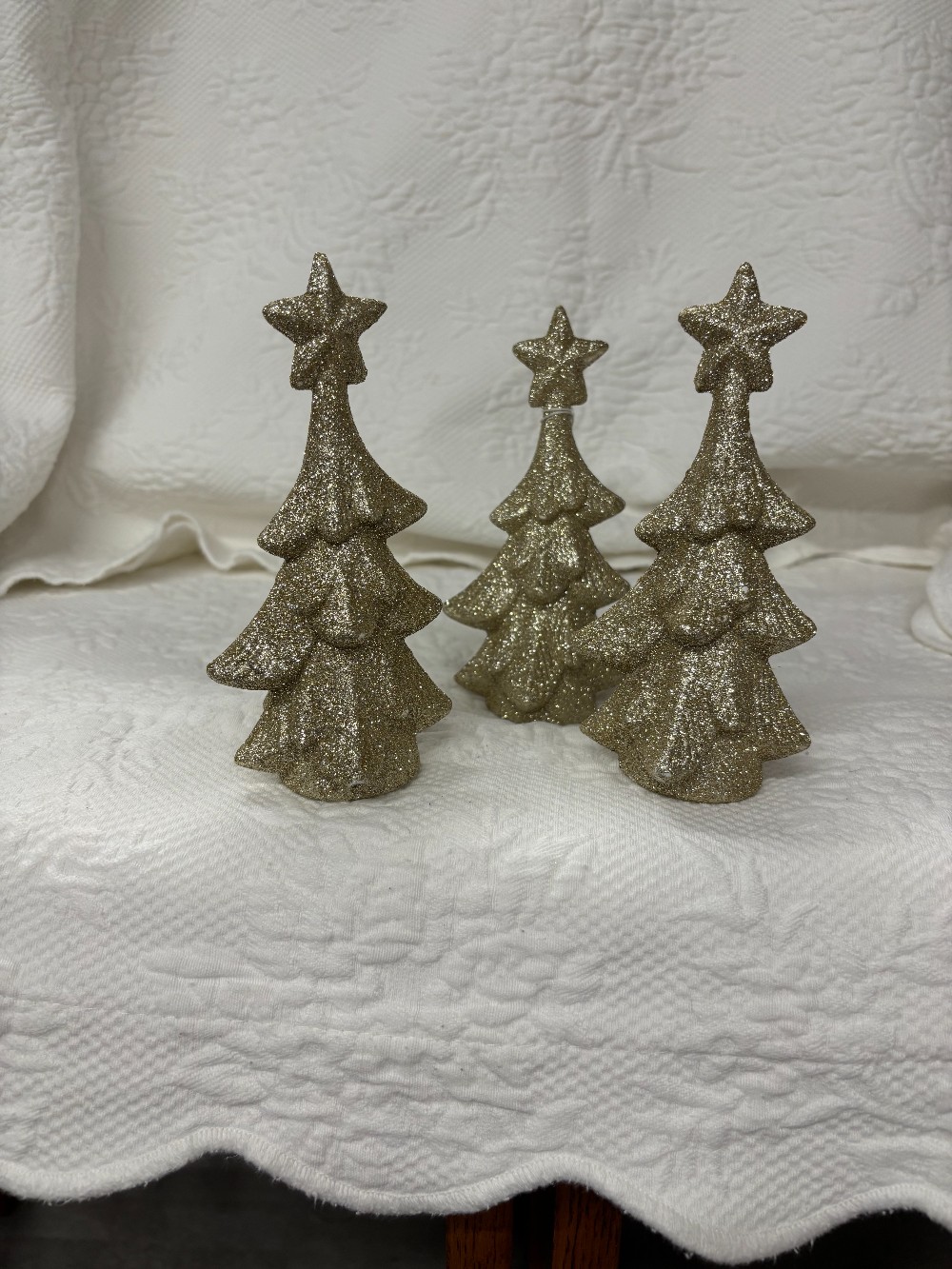 Set of 3 gold glitter Christmas trees w/stars