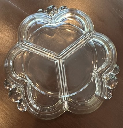 Vtg Duncan Miller Canterbury Clear 3 Section Dish- Uranium Glass