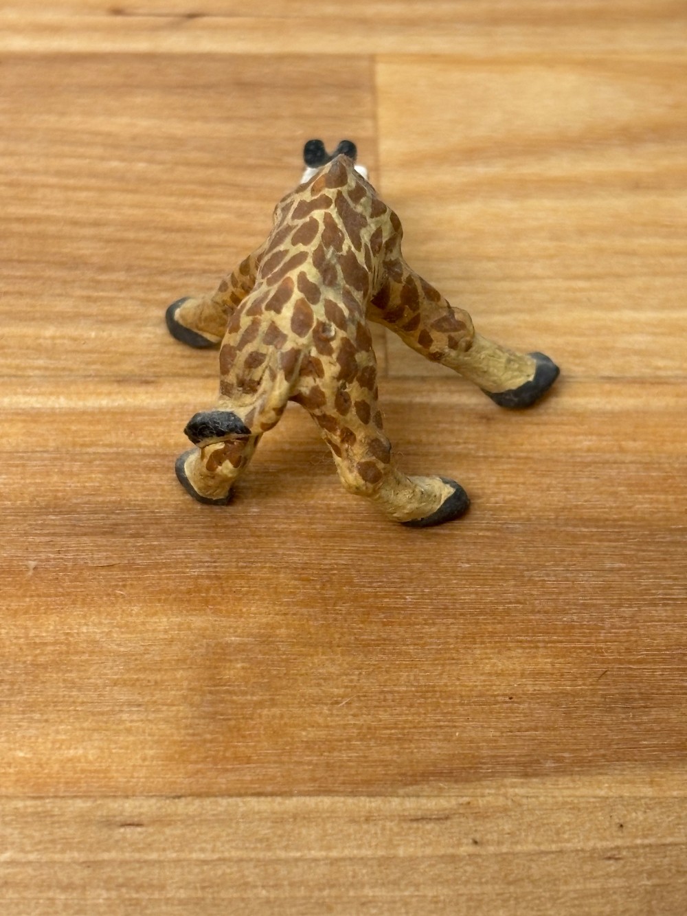 Giraffe Figurine Hand Carved Wood Miniature Grazing Safari Animal 1½