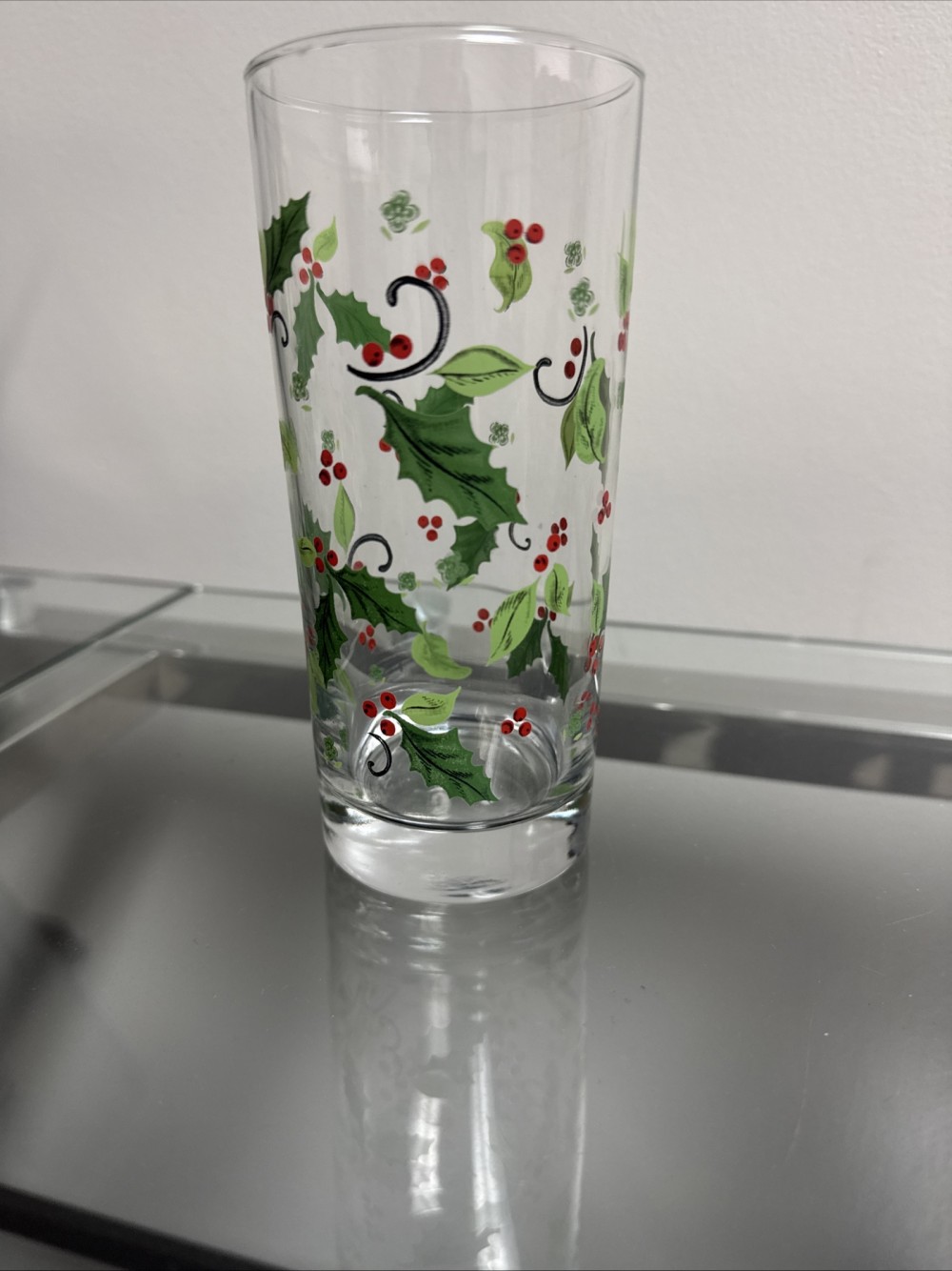 VTG LIBBY GLASSES, HOLIDAY HOLLY (6)