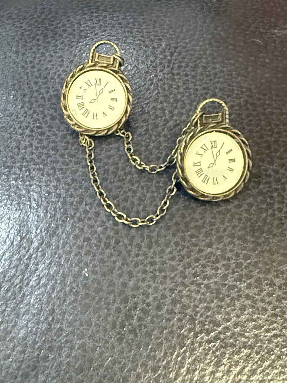Sweater Pins - Clock Pocket Watch White Face Bronze