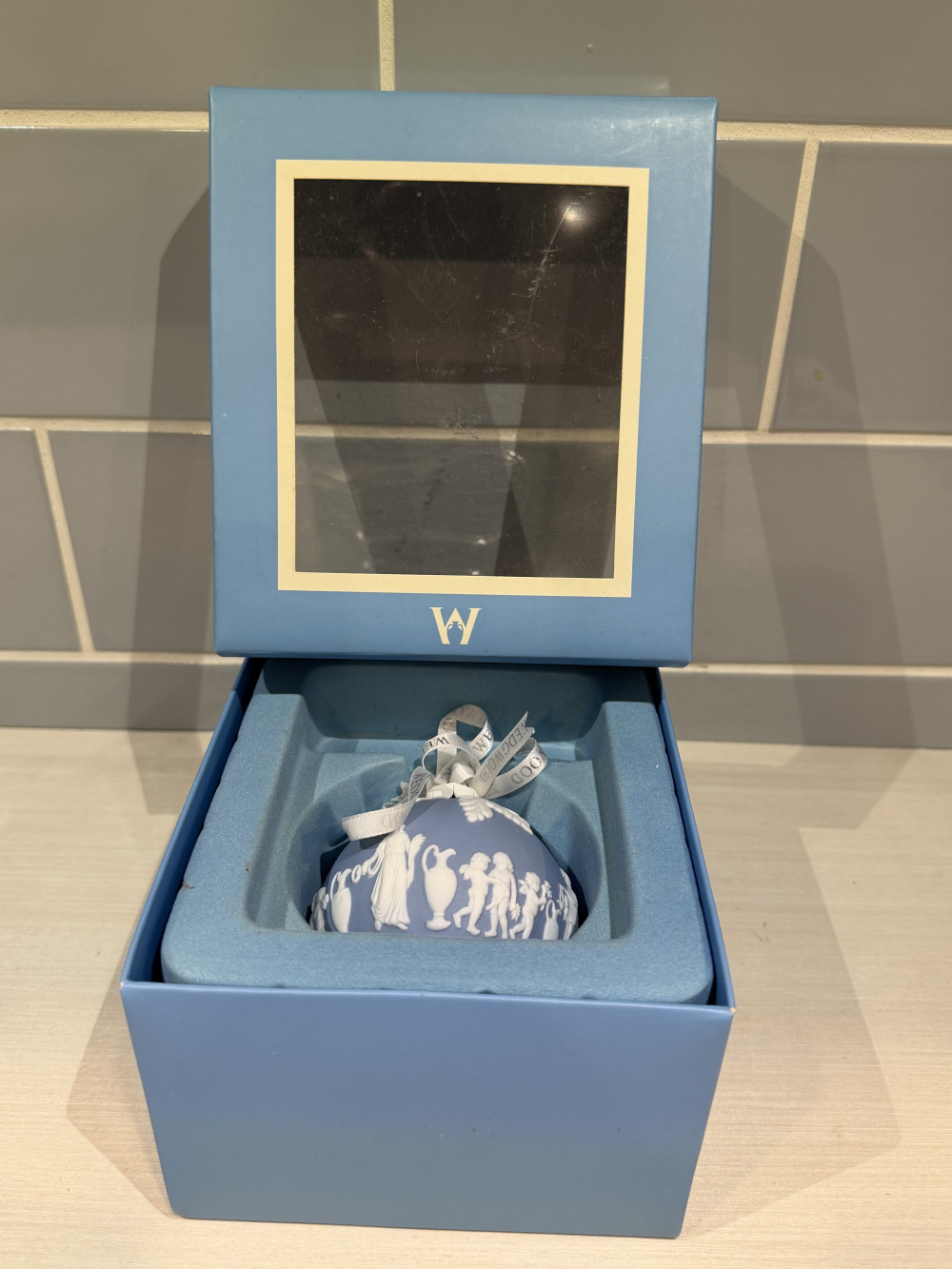 VTG Wedgwood Blue Jasperware Christmas Ornament