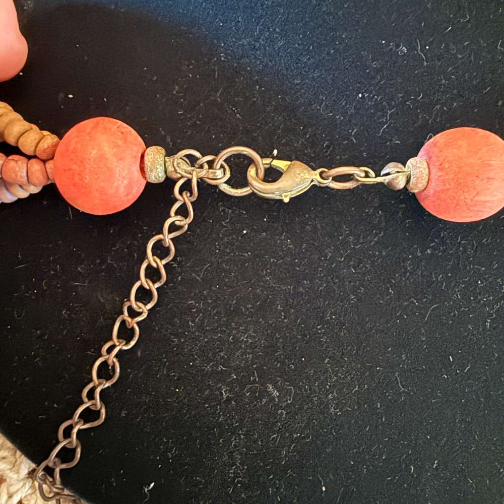 Multi-Strand Wood Bead Necklace Warm Tones