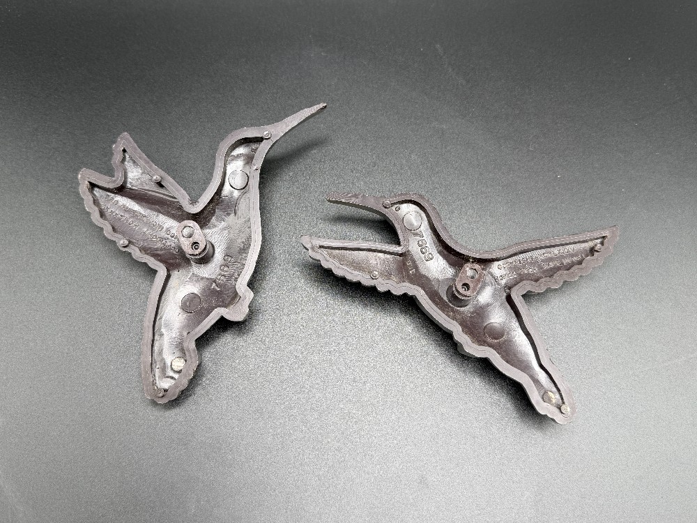 1985 Homco Gold Hummingbird Wall Plaques - Set of 2 - Mold 7669 Made in USA