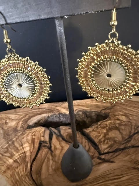 Intricate Design MOP & Hand Beaded Earrings