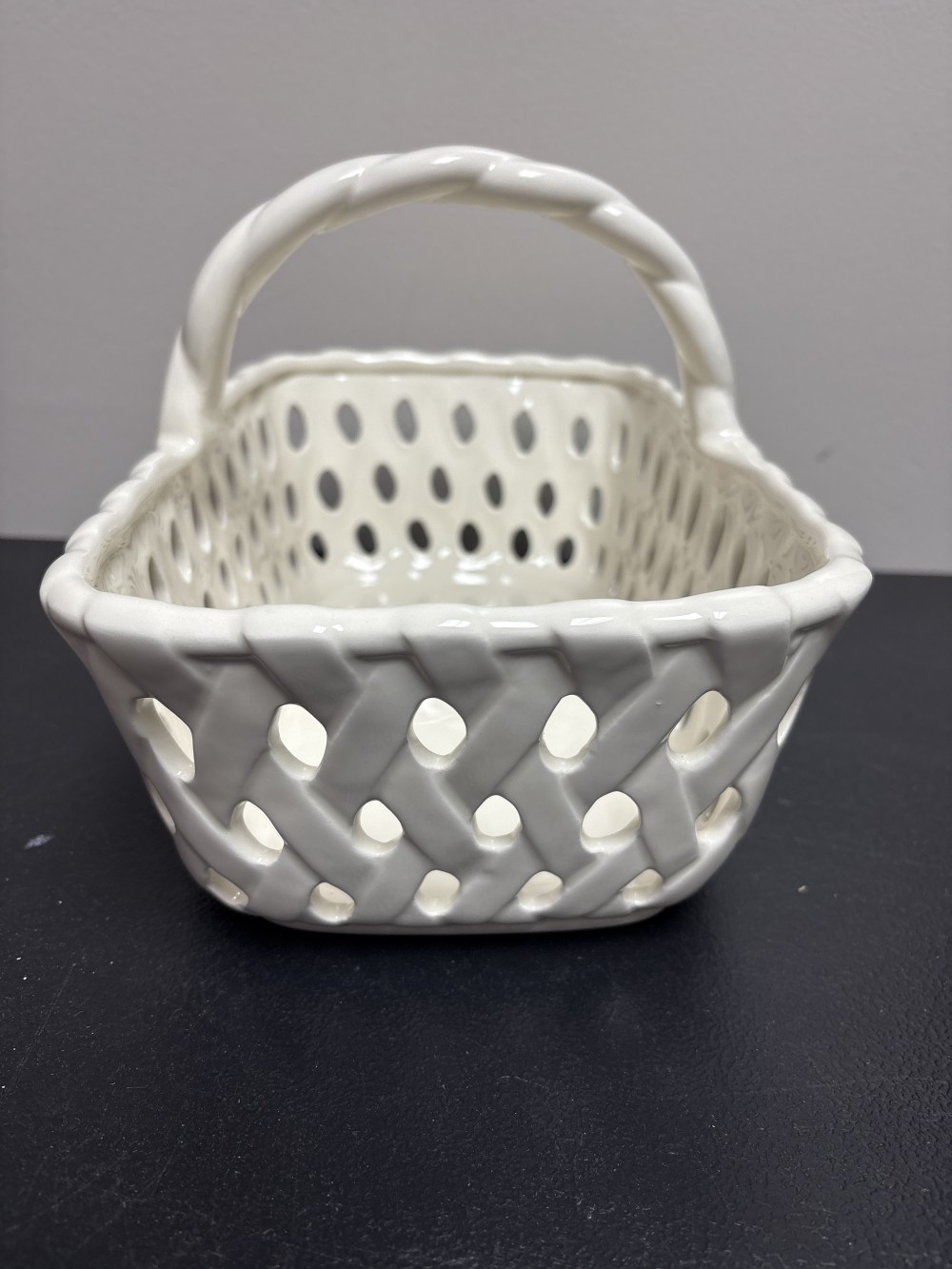 Portmeririon Studio Valerie White Lattice Basket ~12 in x 7.25 in