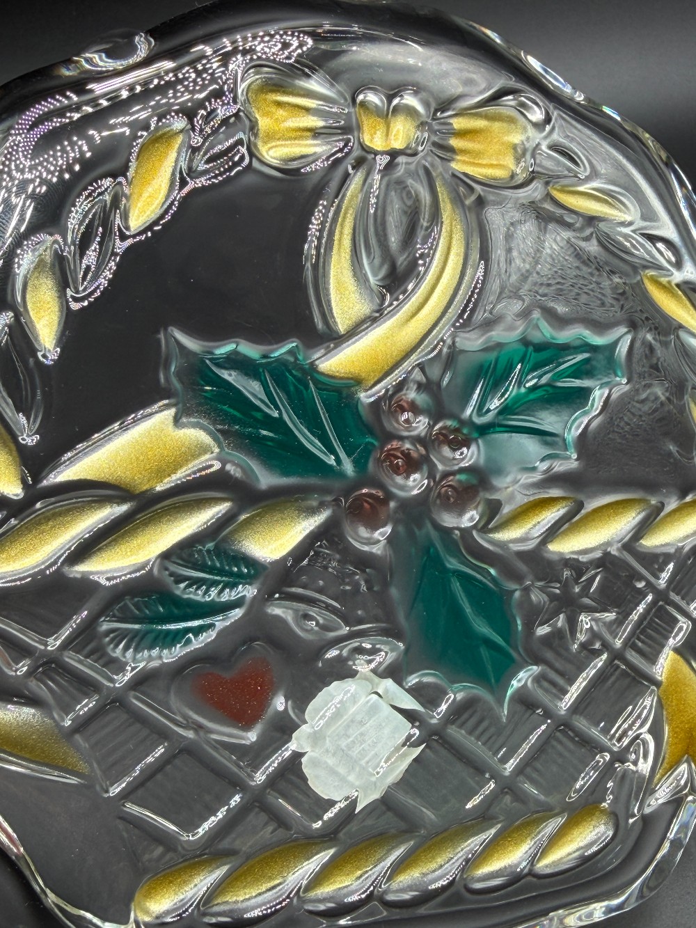 Walther-Glas Germany Christmas Holly Basket Scalloped Serving Bowl