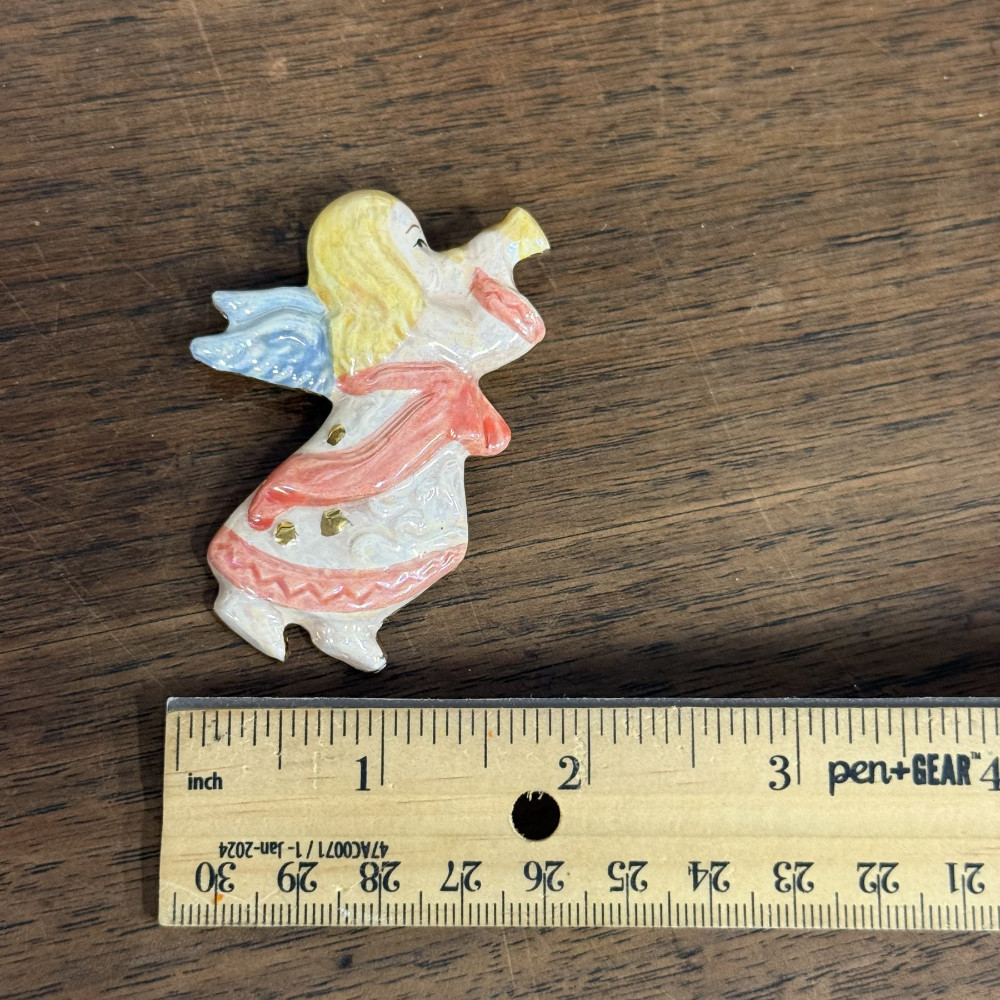 Ceramic Christmas Angel Brooch