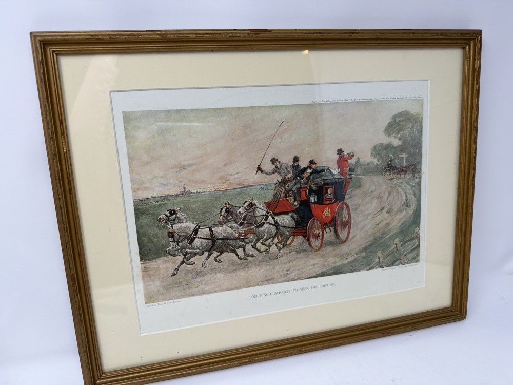 Vtg Framed Print – “Tom Pinch Departs to Seek His Fortune”