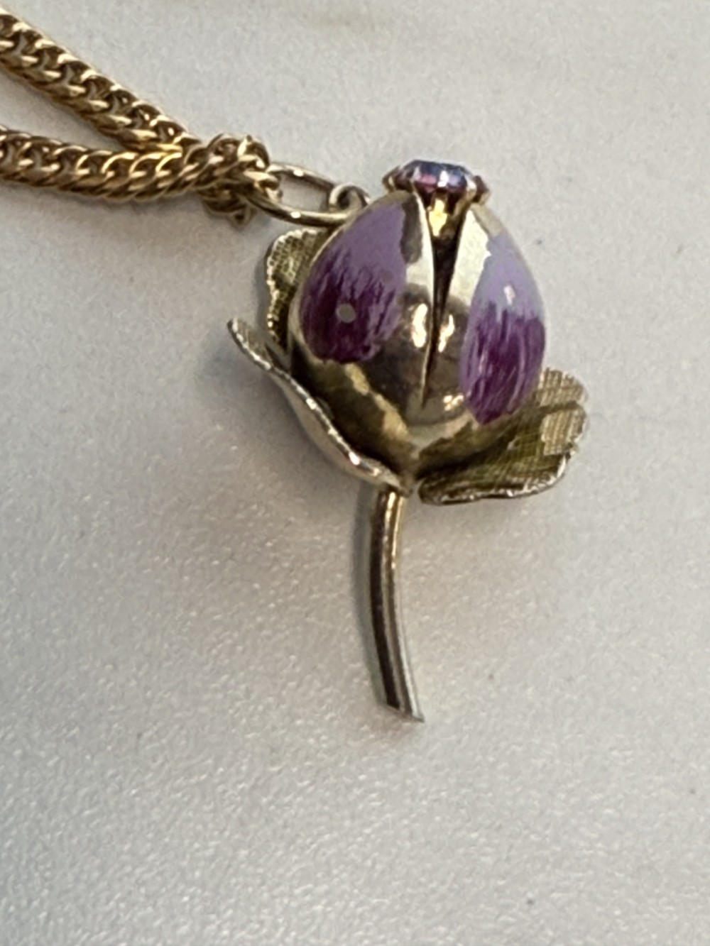 Necklace - Vintage Enamel Flower Pendant