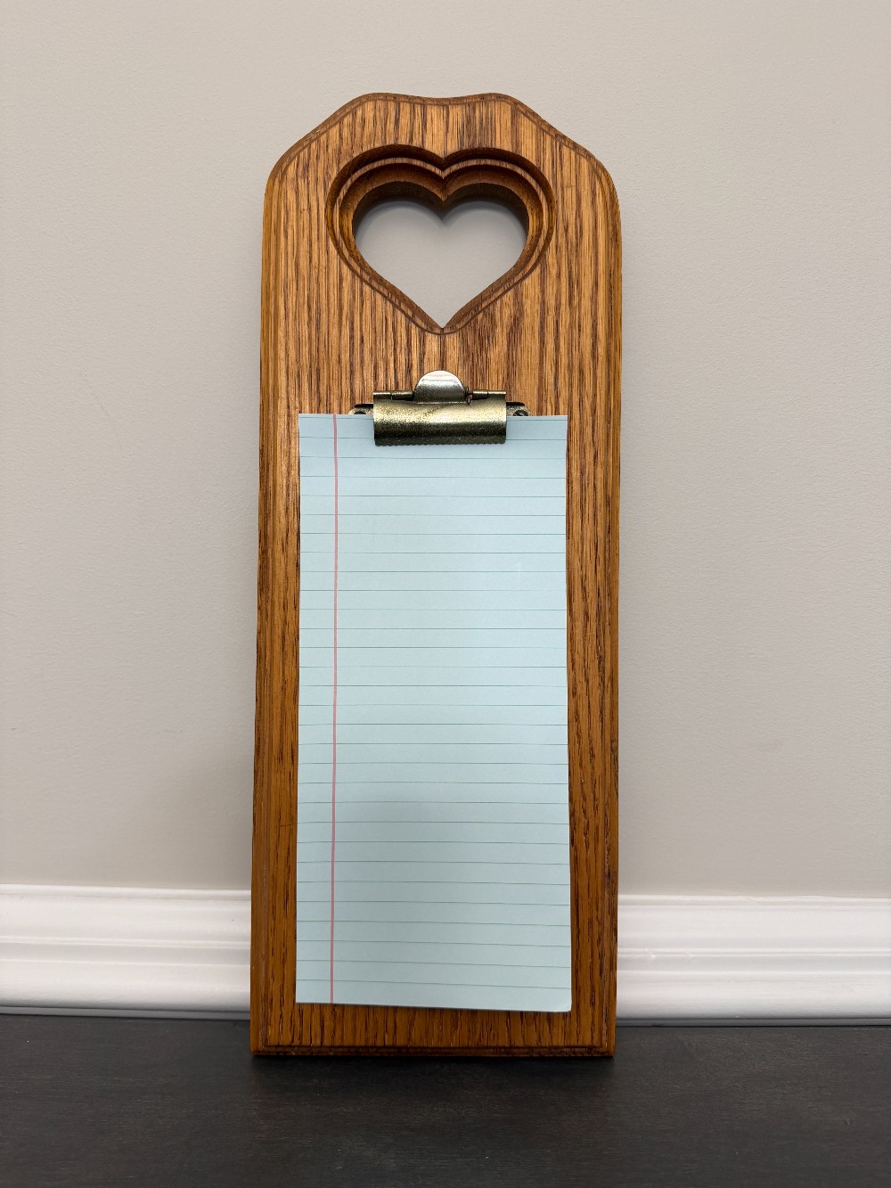 Wooden Heart Clipboard Memo Holder Wall Hanging