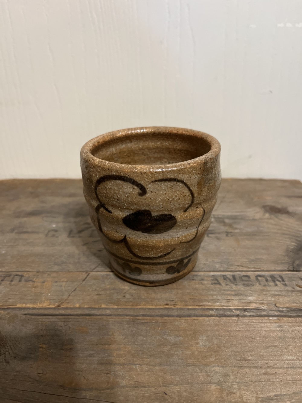 Signed salt glazed pottery cup