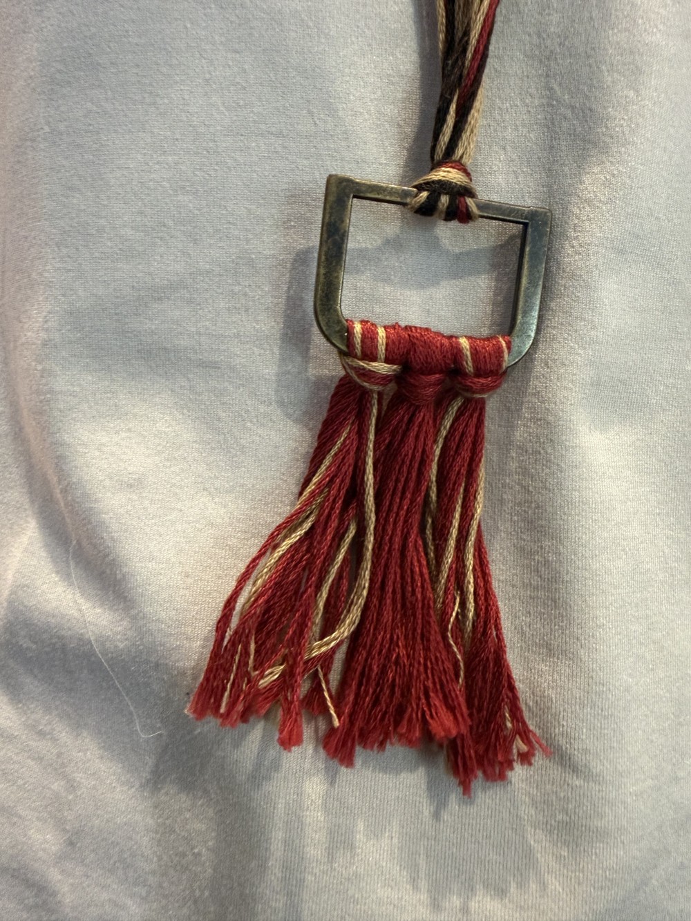 Necklace - Long Braided String Bronze Pendant
