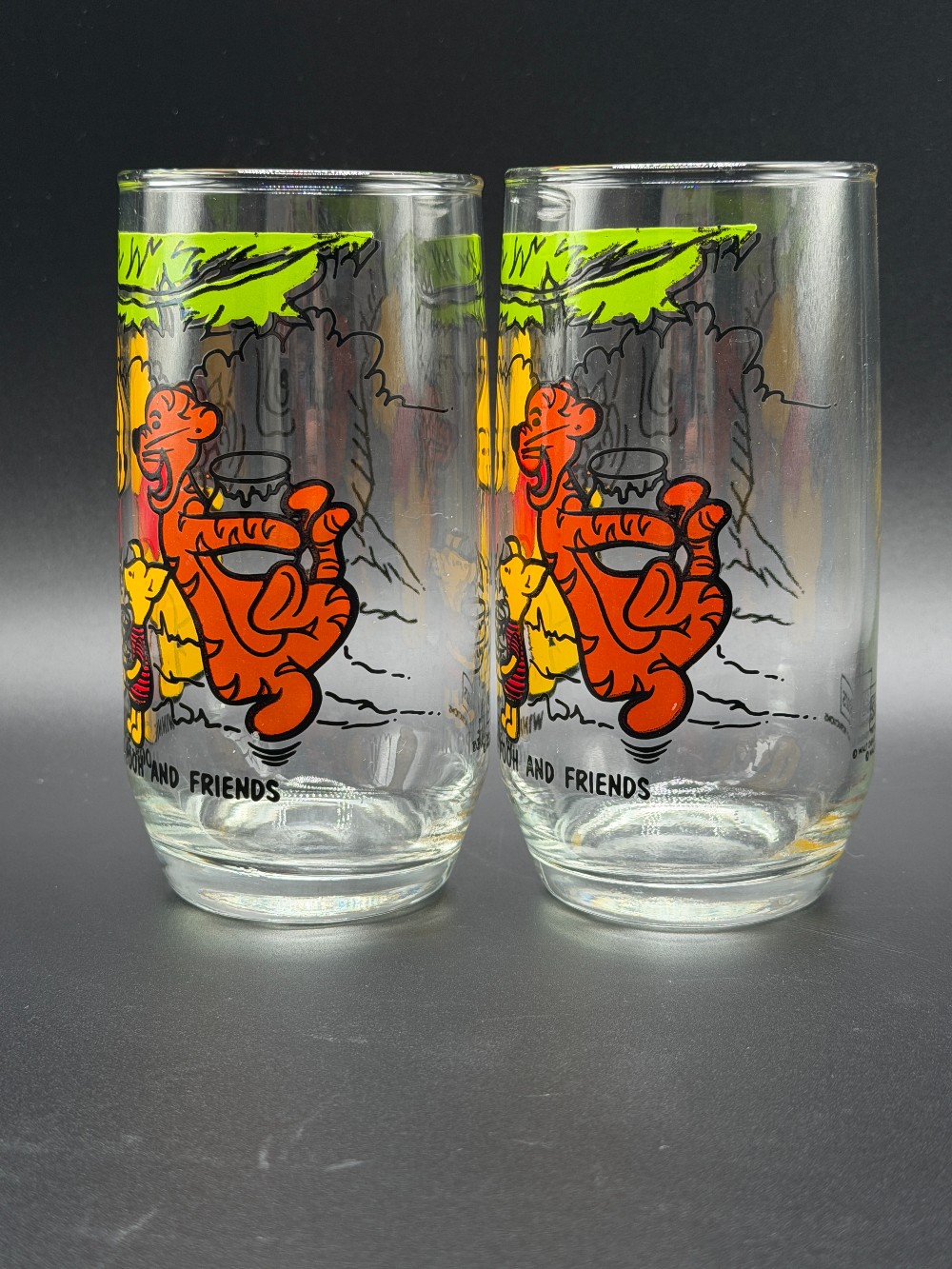 Vintage Sears Disney Winnie The Pooh and Friends Glasses Tumblers Pair
