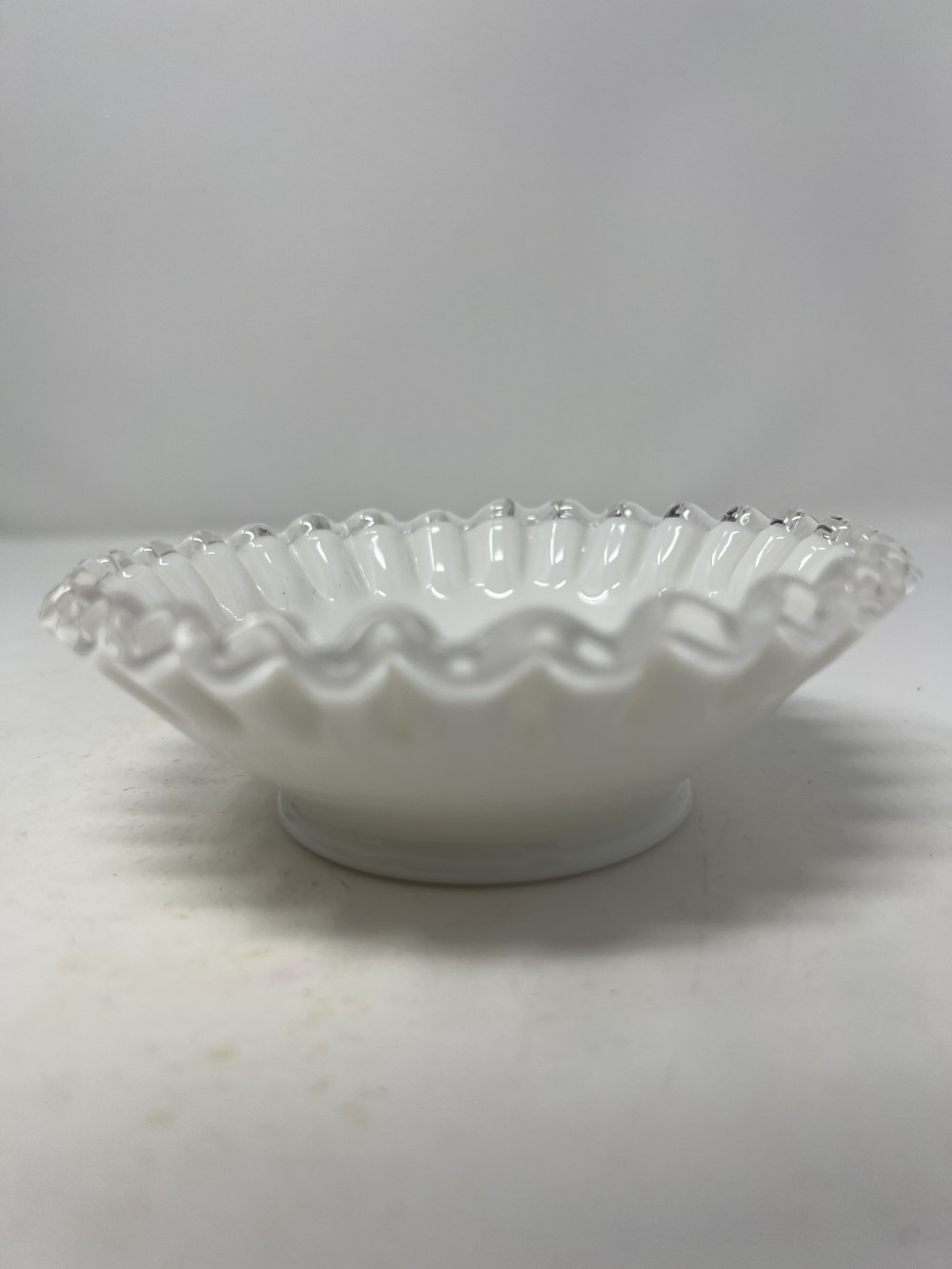Fenton Milk Glass Silver Crest Dish