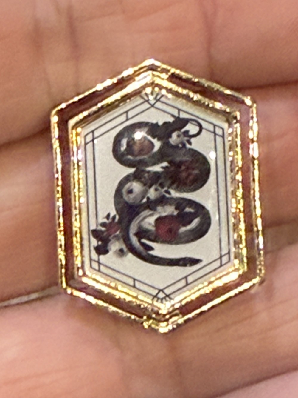 Brooch Pin - Gold Medallion with Snakes and Skulls, Serpent