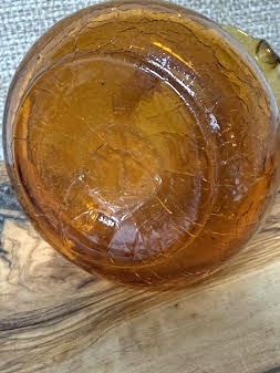 Blenko Amber Crackle Glass Pitcher