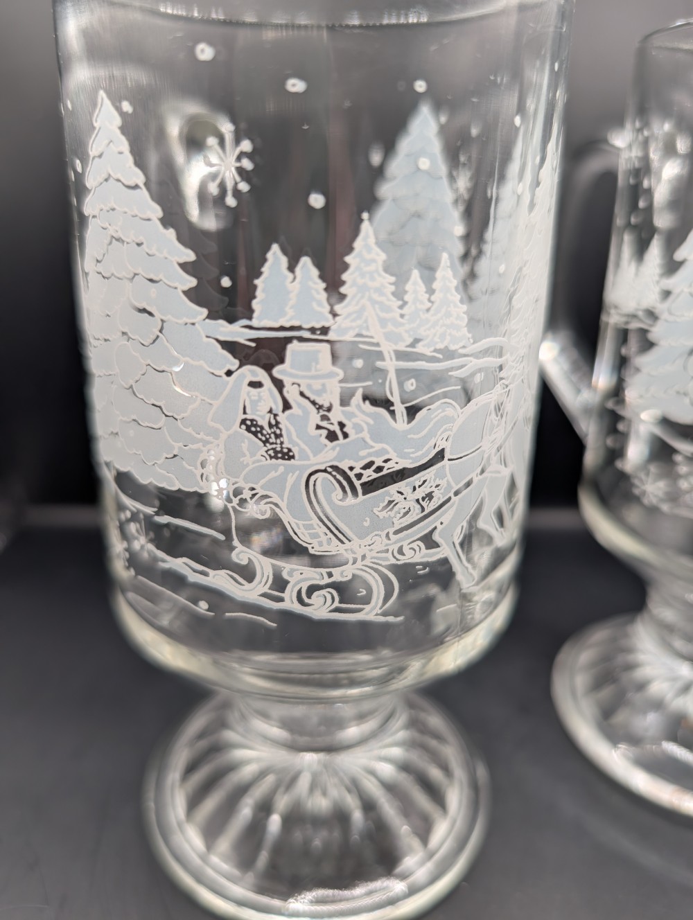 Vintage s/2 Avon Victorian Sleigh Ride pedestal mugs
