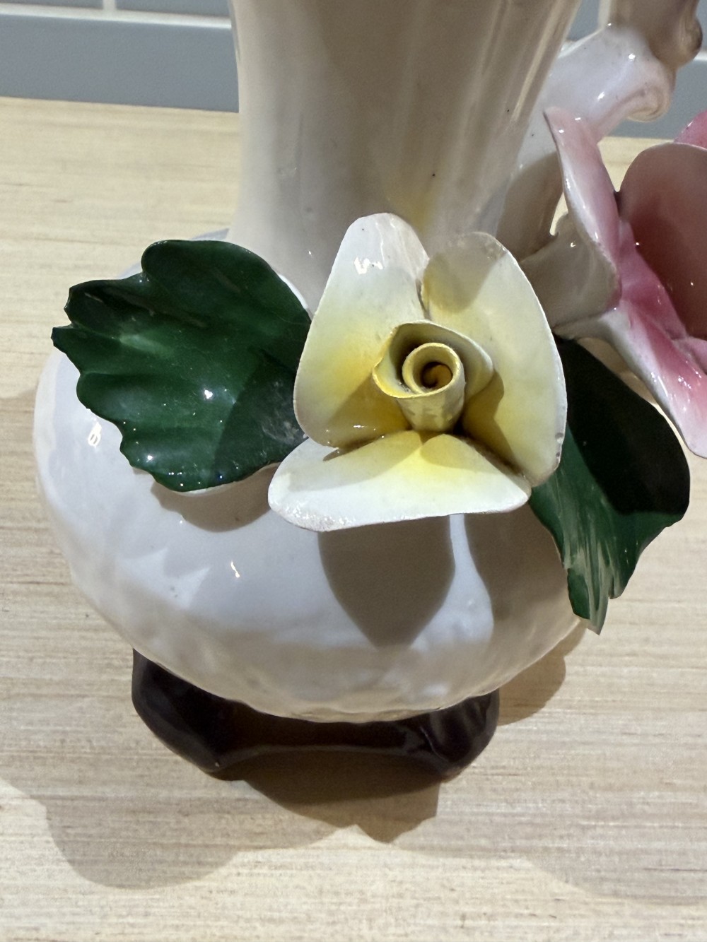 VTG Floral Porcelain Ewer with Roses 9’ AS-IS