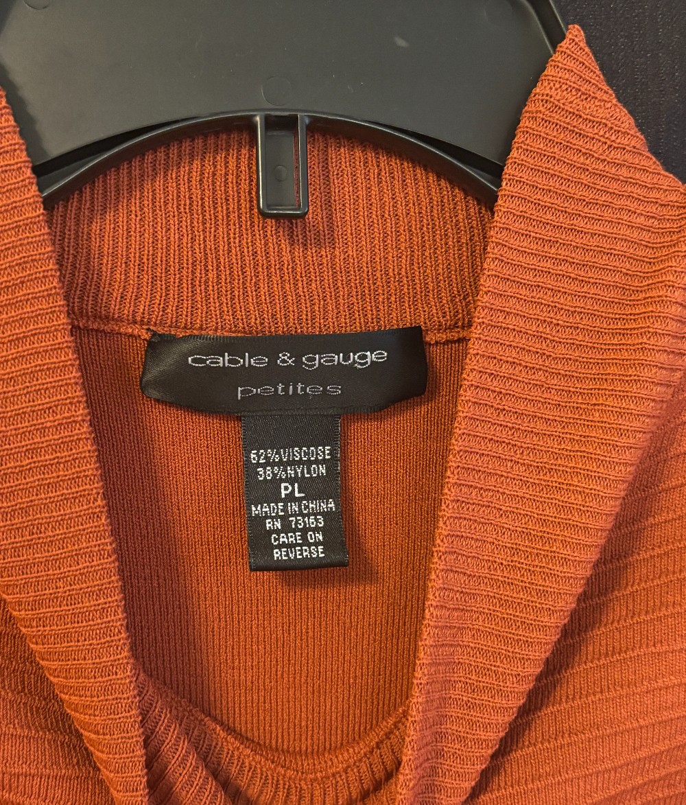 Clothing women's burnt orange ribbed mock turtleneck PL