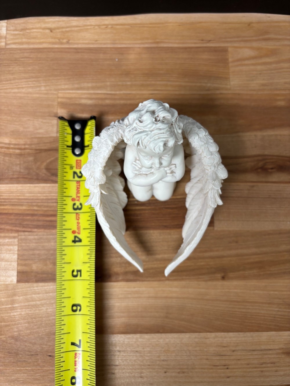 Kneeling Cherub Angel with Wrapped Feather Wings