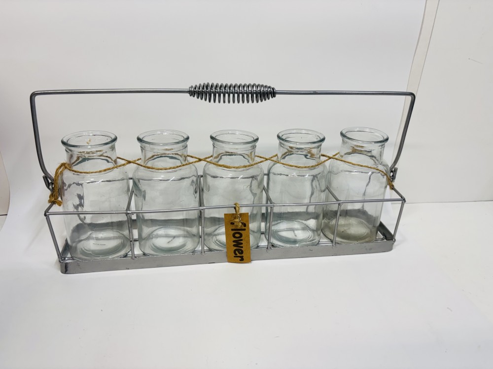 Milk Bottle Holder Flower Arranger Farmhouse Decor