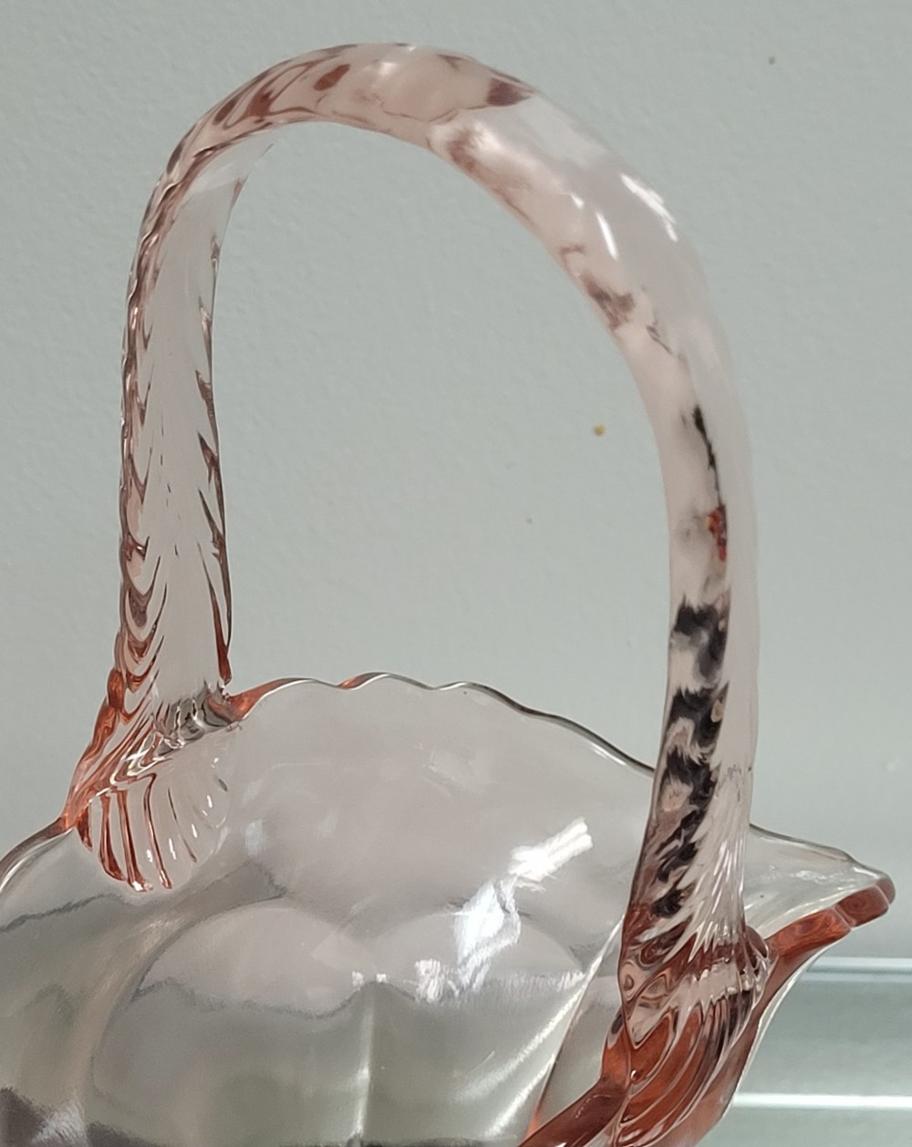 Westmoreland pink glass basket