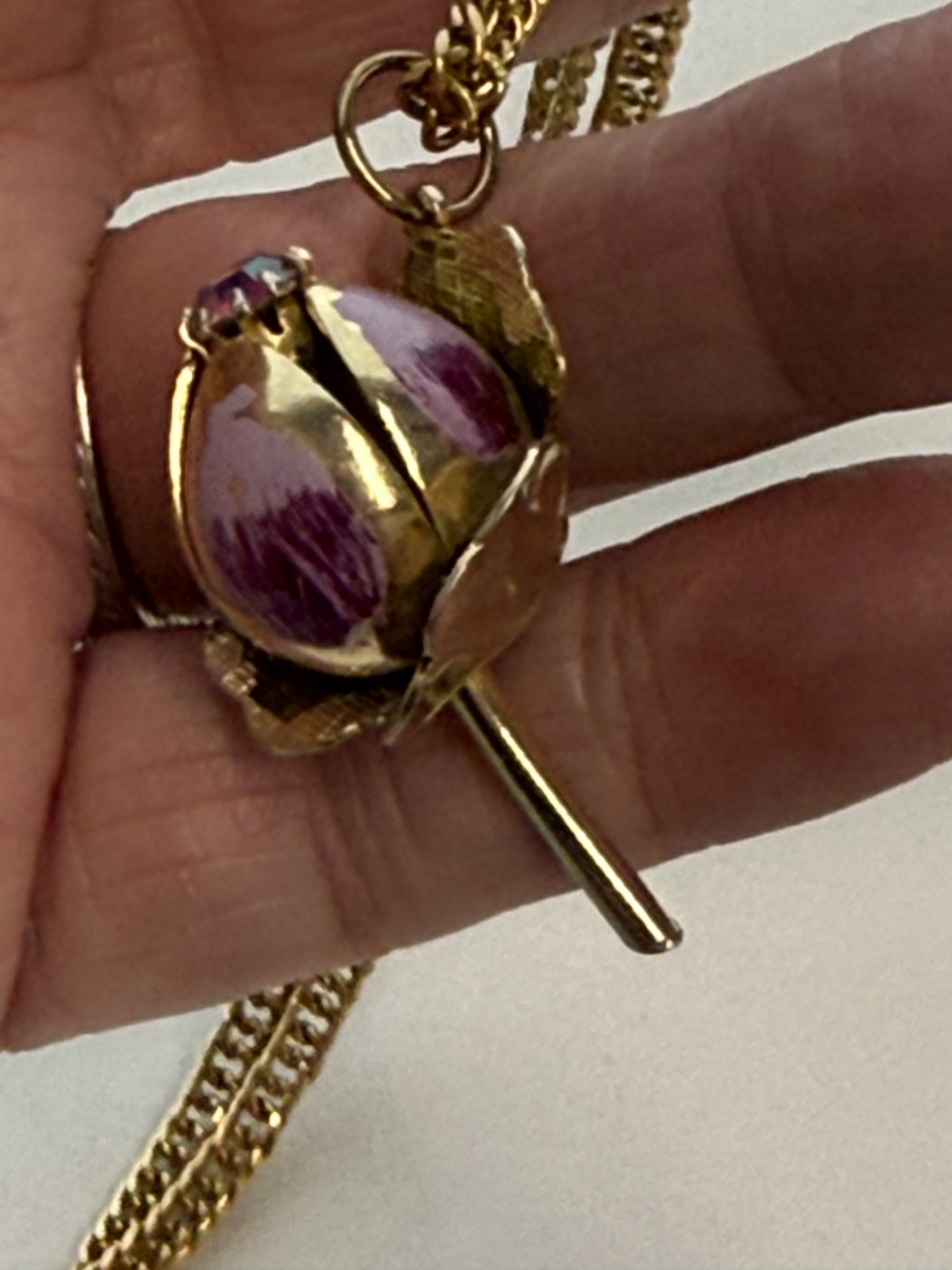Necklace - Vintage Enamel Flower Pendant