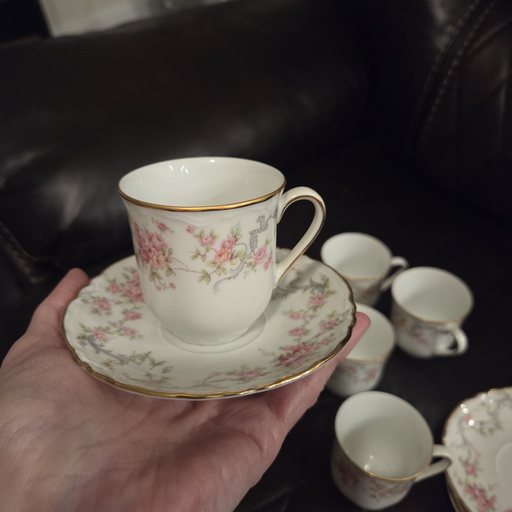 1950's Hutschenreuther Demitasse Set of 5 Cups and Saucers