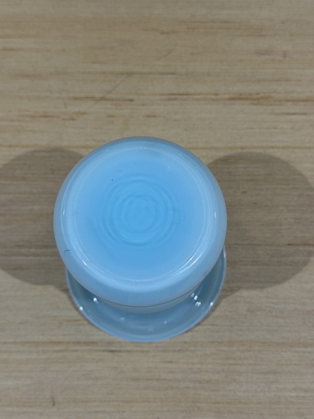 Vintage Light Blue Glass Pedestal Vase — 6”