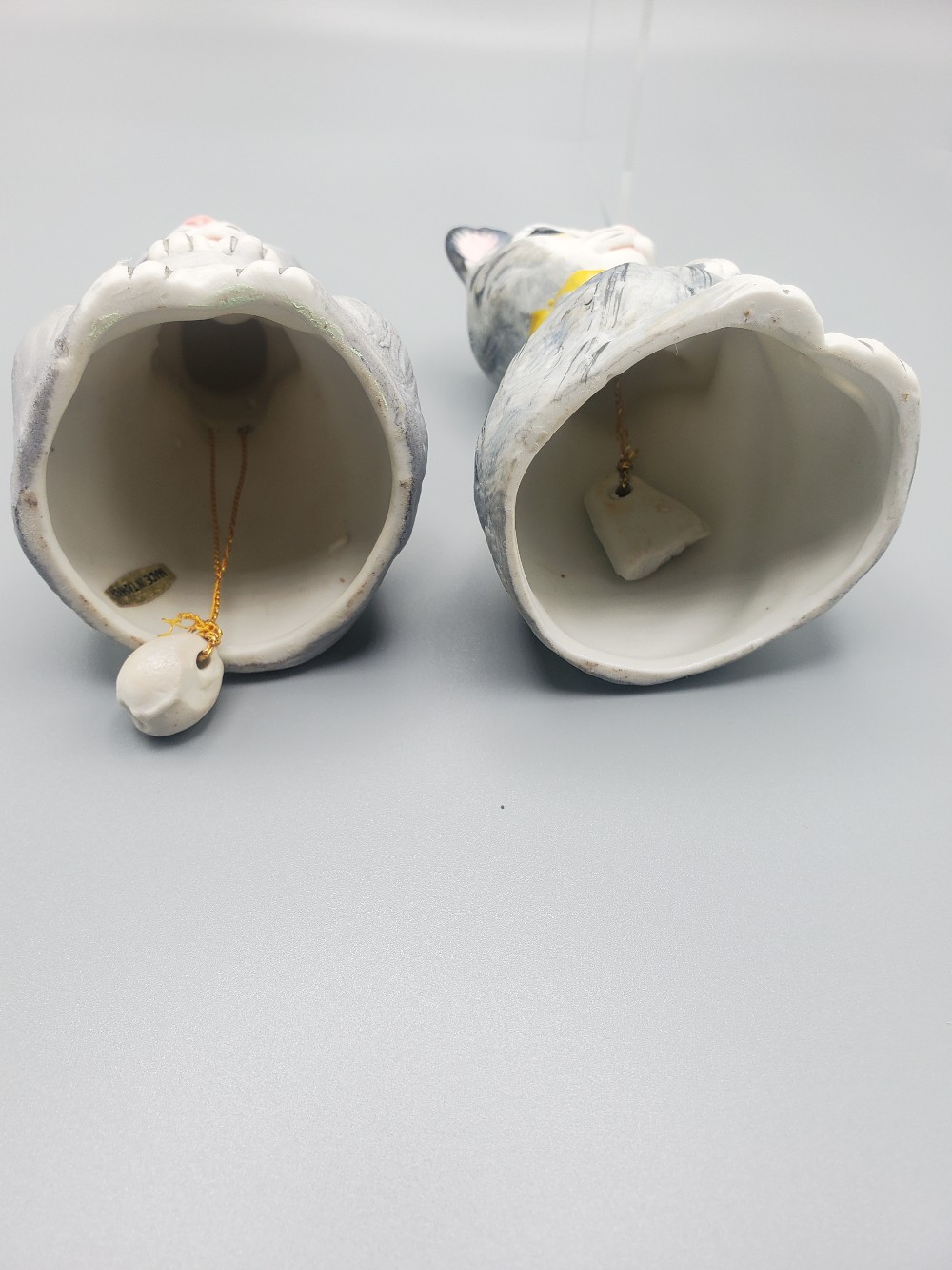 Vintage Ceramic Cat Bell Figurines Pair