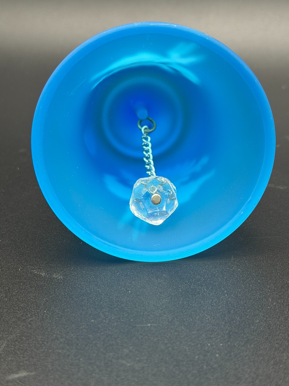 New Vintage Westmoreland Blue Satin Glass Daisy Bell w/ Original Gold Foil W Sticker