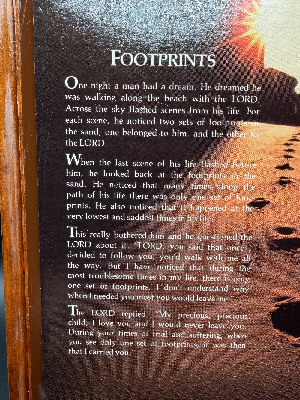 Vintage Footprints in the Sand Wood Wall Plaque – New Old Stock Pristine Condition