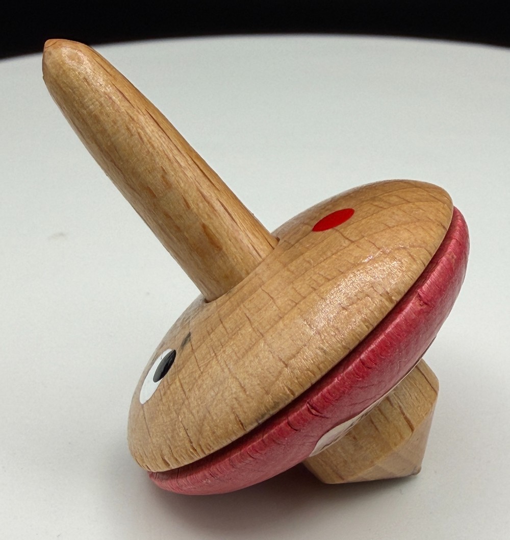 Vintage Wooden Pinocchio Spinning Top Made in Italy - Hand-Painted Finger Top Folk Art Toy