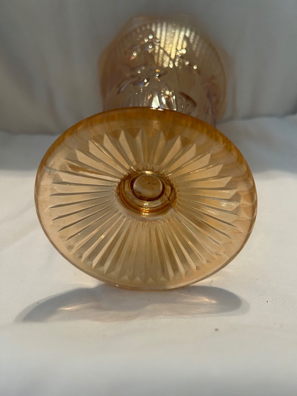 VTG Carnival Glass Vase - marigold / peach lustre carnival glass